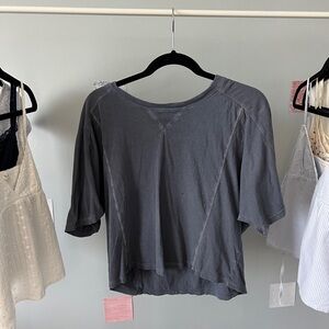 Blue gray flowy crop top